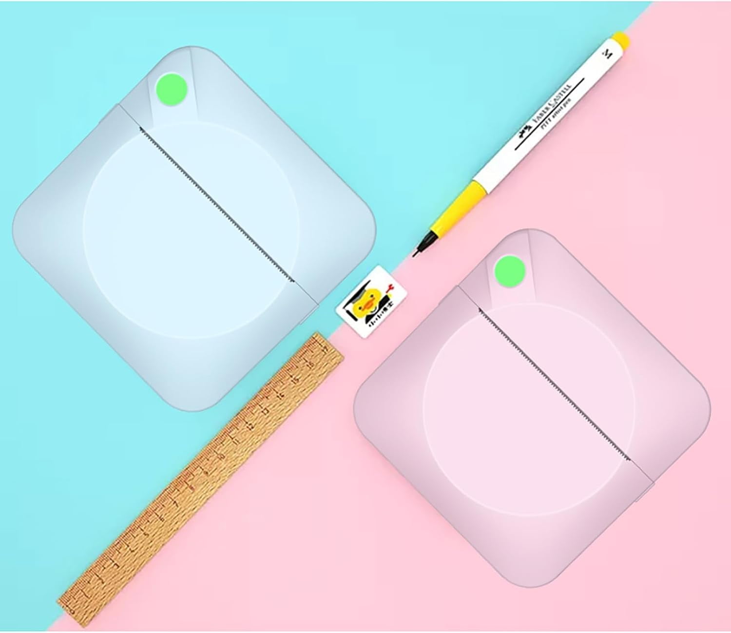 Bluetooth Thermal Mini Printer - Inkless Sticker Maker with 5 Rolls Paper for iPhone & Android(XX-Pink)