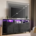 thumbnail image 5 of Dresser with Power Outlets and LED Lights, 10 Drawers Dresser with Open Shelves, Fabric Chest of Drawers, TV Stand Entertainment Center for up to 75 inch TV, 5 of 9