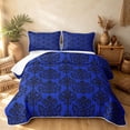 thumbnail image 2 of Erosebridal Hippie Damask Twin Quilt Set, Boho Blossom Twin Coverlet Set, Royal Blue Black 2-Piece, 1 Bedspread and 1 Pillowcase, 2 of 7