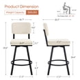 thumbnail image 3 of Zesthouse 26.6" Swivel Bar Stools Set of 2, Modern Counter Height Stools with Solid Back & Metal Base, Linen Upholstered Barstools for Kitchen Island, Beige, 3 of 10