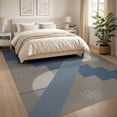 thumbnail image 3 of ODIKA 8'x10' Taupe Slate Blue And Geometric Washable Area Rug Modern Abstract Stepped Blocks With Curved Dotted Accents Mid Durable, Non-Slip for Living Room, Under Sectional, Family, 3 of 7