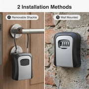 Key Lock Box with Code, Portable Combination Lockbox Wall-Mounted Key Storage Box for House Keys, Resettable Code Safe Security Lock Box for Home