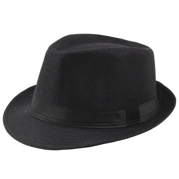 Tejiojio Fall Clearance Jazz Hat Men's Breathable Linen Top Hat Outdoor Sun Hat Curly Brim Straw Hat
