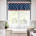 thumbnail image 3 of 4th of July Curtain Valances for Windows, Farmhouse Style Retro Star Red Blue Rod Pocket Valance Window Treatments Short Curtains for Kitchen Bathroom Living Room, 3 of 6