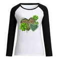 thumbnail image 3 of Aofany St Patricks Day Shirt for women Spring Patchwork St. Patrick's Day Printed Long Sleeves Round Neck Casual Tee Tops, 3 of 4