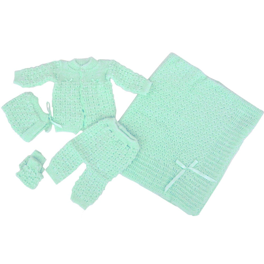 Baby Boy Girl Green Pants Hat Booties Sweater Blanket Newborn Set by B-One