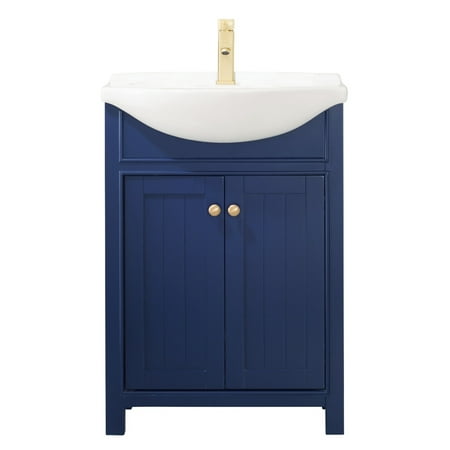 Design Element Marian 24" Single Sink Bathroom Vanity in Blue - Fully Assembled