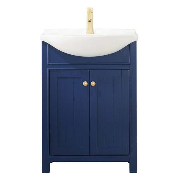 Design Element Marian 24 Single Sink Bathroom Vanity In Blue Fully Assembled Com - Bathroom Images With Blue Vanity