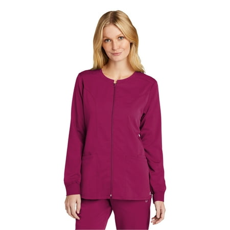 

WonderWink Women s Premiere Flex Full-Zip Scrub Jacket WW4088 In Wine