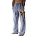 thumbnail image 2 of Mens Casual Linen Pants Loose Fit Straight-Legs Elastic Drawstring Waist Summer Beach Yoga Long Pants Blue XXXL, 2 of 7