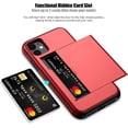 thumbnail image 2 of iPhone 11 Case with Card Holder Heavy Duty Protective Dual Layer Shockproof Hidden Card Slot Slim Wallet Case for iPhone 11 for Men&Women(Red), 2 of 13