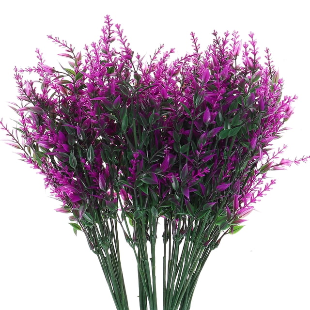 10 Paquetes de flores artificiales Unique Bargains Lavanda Imitación Plástico para Interior/Exterior Decoración Fucsia 13.78 Pulgadas