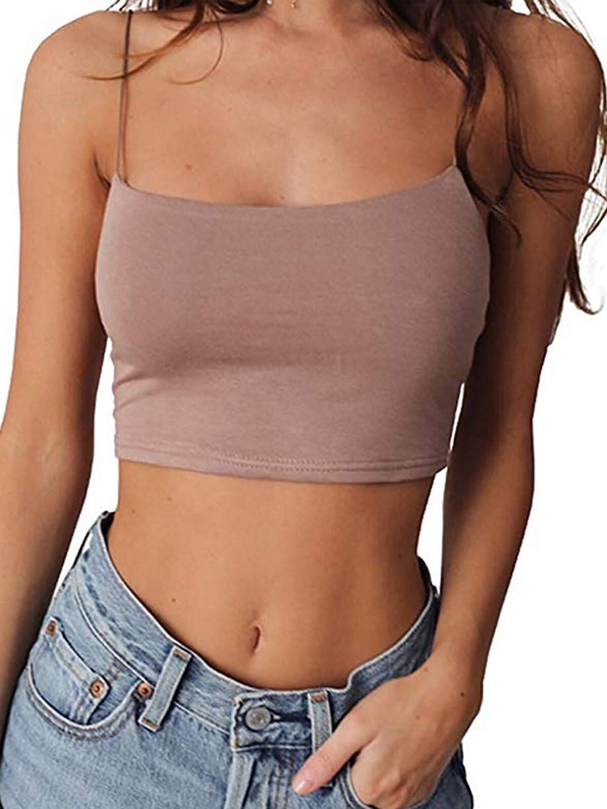 Tops for Women Bummyo Women Summer Loose Button V Neck Sling Tank Tops Cami Solid Color T-Shirts Casual Tunic Vest Blouse 