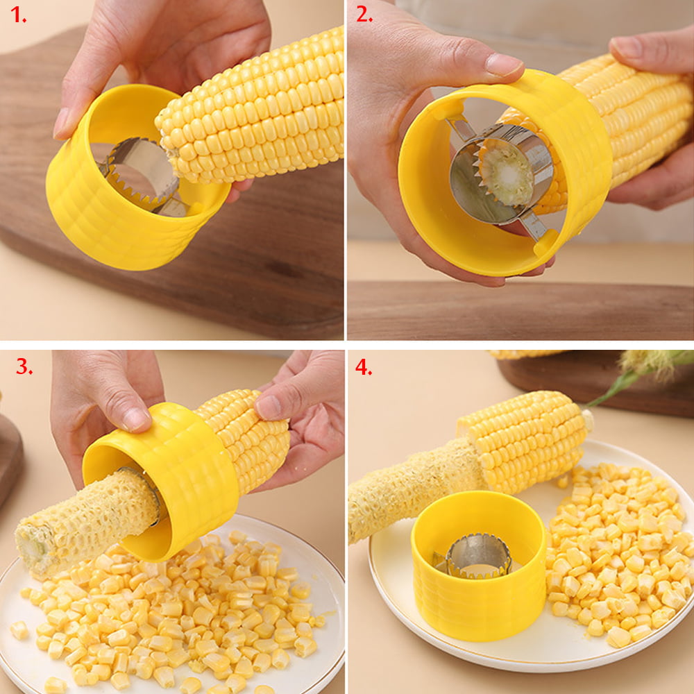 Corn Peeler Corn Stripping Tool for Home Kitchen with Stainless Steel Serrated Blade Corn Stripper Kitchen Tool Cob Corn Stripper Just Push Corn Through The Device