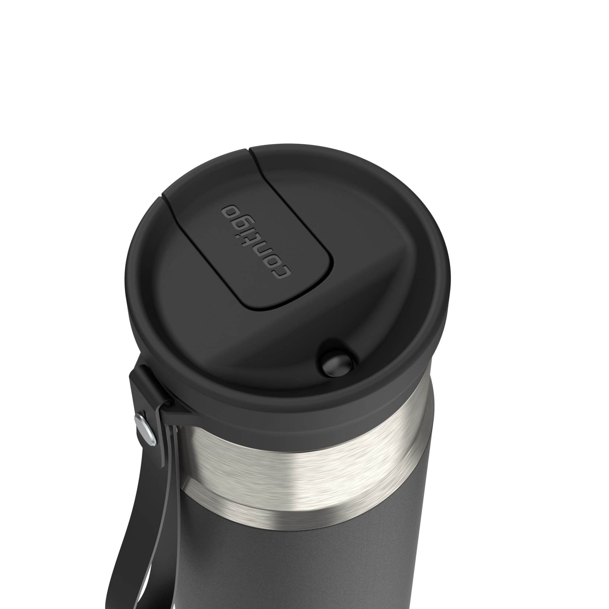 Contigo 20oz SnapSeal Insulated Stainless Steel Water Bottle with Straw, Licorice Black/Gunmetal