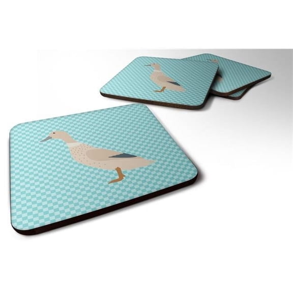 West Harlequin Duck Blue Check Foam Coaster, Set of 4