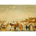 thumbnail image 2 of Barend Avercamp 18x14 Gold Ornate Wood Frame and Double Matted Museum Art Print Titled - Enjoying the Ice (1630 - 1679), 2 of 4