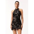 thumbnail image 1 of Vestido Bellabarnetten Kasey, sin mangas, halter, lentejuelas y flores, 1 of 6