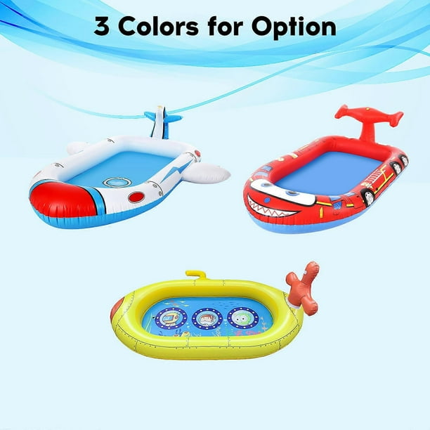 Large Inflatable Sprinkler Pool for Kids Splash Water Playing Pad Swimming Pool Summer Water Toys for Outdoor Backyard, Fire Truck 71 Inch