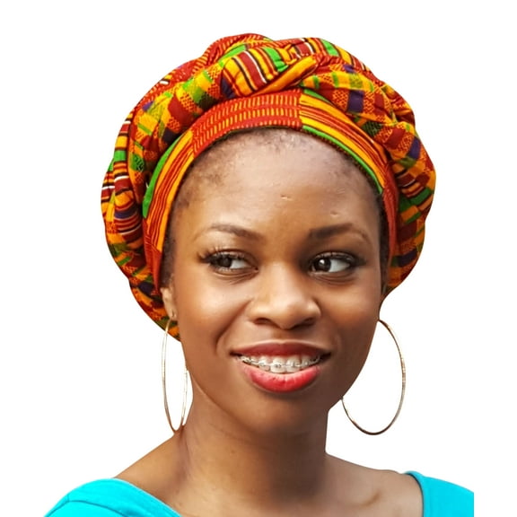 Kente African Print Ankara Modu Hat Pre-tied Head wrap