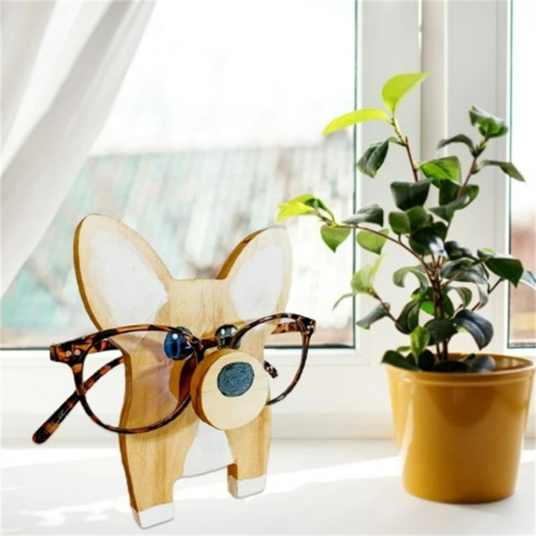 Visland Handmade Wooden Spectacle Holder Eyeglass Holder Dog or Cat Display  Stand for Living Room Home Office Desk Decor Accessories 