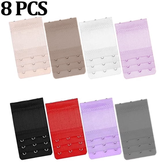 8 Pcs Bra Extender 3 Hook,3 Hook Bra Extender,Bra Extenders 3 Hooks Adjustable Comfort Fit for Maternity and Sports Use (8 * 2.17 inch)