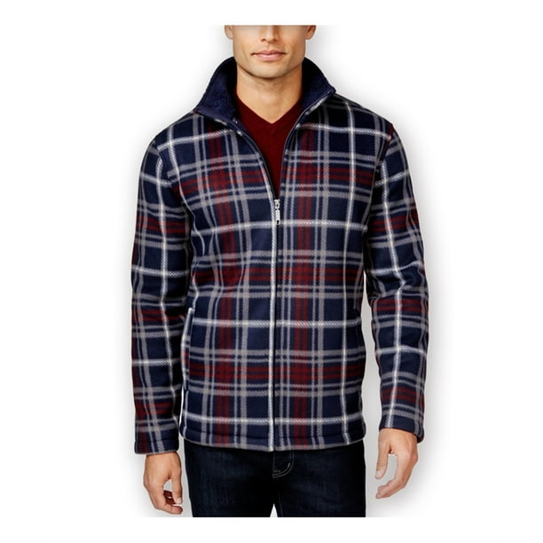 Club Room Mens Plaid FZ Fleece Jacket Blue Big 2X Walmart