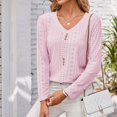 thumbnail image 6 of HLKJKLS Long Sleeve Shirts For Women V Neck Long Sleeve Loose Button Top Polyester Spandex Casual Pink S-Xxl, 6 of 8