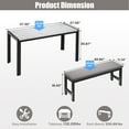 thumbnail image 5 of UHOMEPRO Dining Room Table Set, 3-Piece Marble Top Breakfast Nook Dining Table Set with 2 Upholstered Benches, Kitchen Table Set with Metal Frame, Modern Furniture for Home Cafeteria, White, 5 of 8
