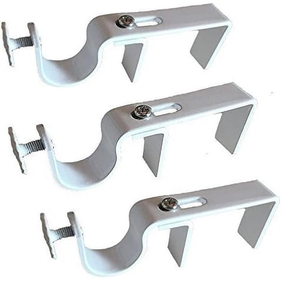 Set of 3 Outside Mounted Blinds Curtain Rod Brackets, White – Heavy Duty Wall Mount Hardware for Window Curtains