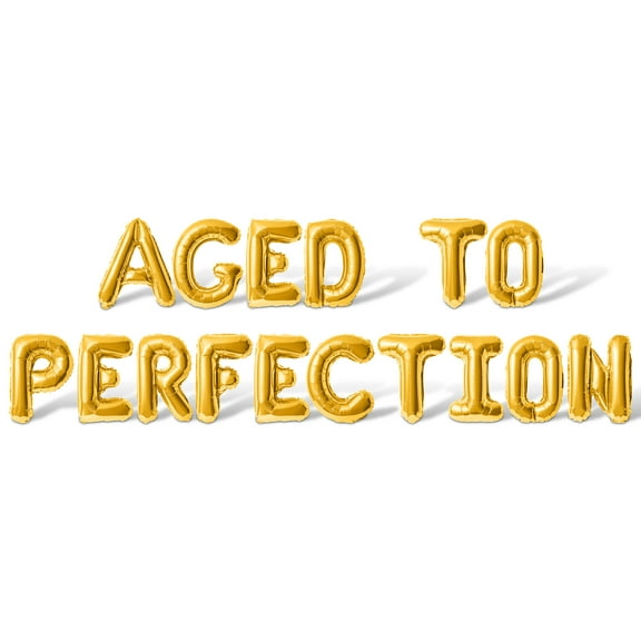 Letter Balloons - AGED TO PERFECTION 16" Inch Alphabet Letters Foil Mylar Balloon Birthday Party Banner (Gold)