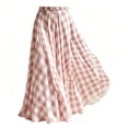 thumbnail image 7 of Maxi Skirts for Women Elastic Waist A Line Plaid Skirts Summer Casual Pleated Gingham Flowy Long Skirts, L, 7 of 7
