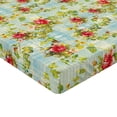 thumbnail image 4 of Ambesonne Flowers Fitted Sheet, Tropical Hibiscus Print, Queen Size, Apple Green and Dark Pink, 4 of 5