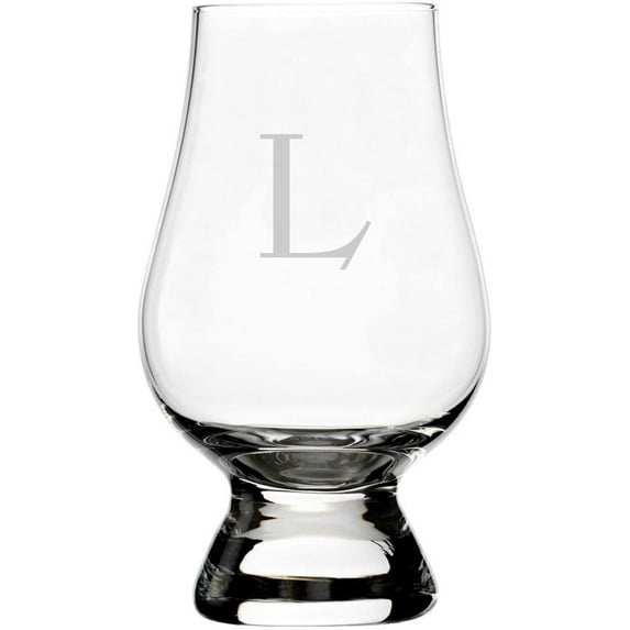 Celtic Etched Monogram Glencairn Crystal Whisky Glass Letter L