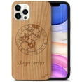 thumbnail image 1 of Case Yard Wooden Case Outside Soft TPU Silicone, Slim Fit Shockproof Wood Protective Phone Cover for Girls Boys Men and Women, Supports Wireless Charging Sagittarius Sign Design case for iPhone-11-Pro, 1 of 7