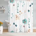 thumbnail image 2 of Teal Orange Watercolor Shower Curtain 72 x 72 Inch, Waterproof Fabric Floral Shower Curtains for Bathroom, Minimalist Wildflower Shower Curtain with 12 Hooks, 2 of 6