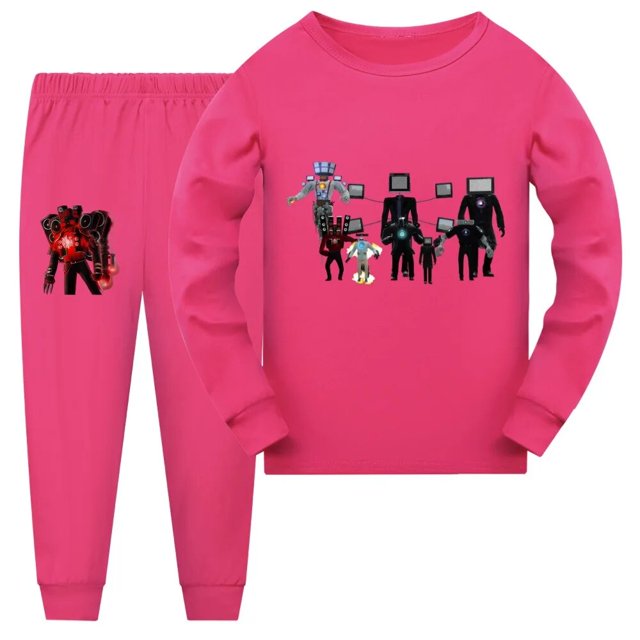 Pijamas para niños, Conjunto de pijama de Halloween para niños, ropa de dormir para el baño Skibidi, Pijamas para niñas pequeñas, Pijamas de Navidad para primavera y otoño