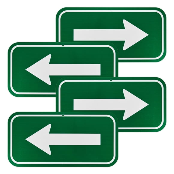 Uxcell 4-Pack White Arrow Signs, 11.81 x 5.91 Aluminum Reflective One-way Arrow Sign for Outdoor Lawn Garden Decorations, Street Sign [Green/White]