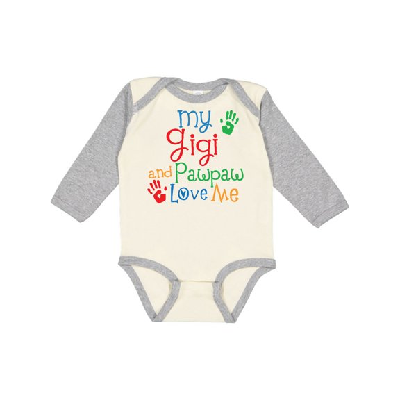 Inktastic My Gigi and Pawpaw Love Me Boys or Girls Long Sleeve Baby Bodysuit