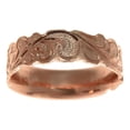 thumbnail image 5 of 14K solid pink rose gold custom made Hawaiian plumeria flower scroll enamel letter 6mm cut out edge ring band size 3, 5 of 6