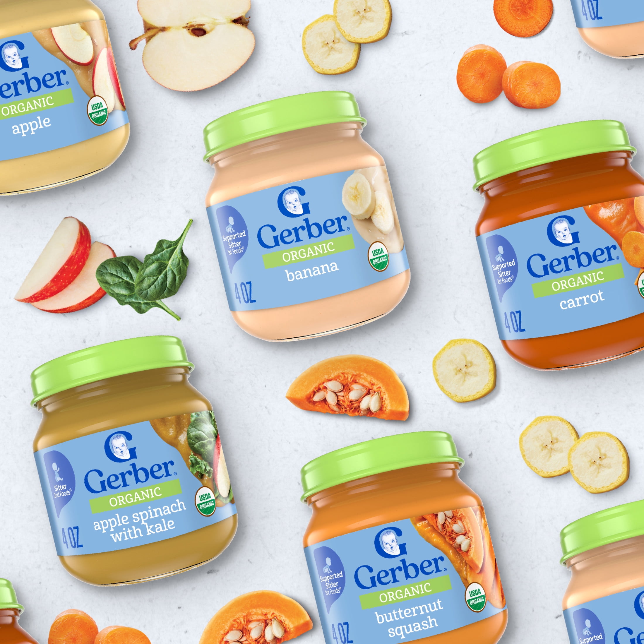 (3 pack) Gerber Organic Stage 1 Baby Food Puree, Banana, 4 oz Jar