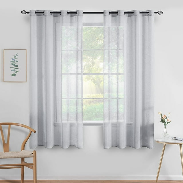 2 Panneaux Rideaux de Fenêtre Semi-Transparents Terracotta Boho à Œillets Voilage Texturé en Lin pour Chambre Salon Rouille Rétro Automne Déco Moderne (54X84 Pouces)