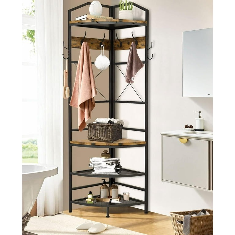 Corner Coat Rack with Shoe Storage Corner Shoe Rack Freestanding Industrial Entryway Hall Tree with Bench and Shoe Storage Clothes Rack Shoes Shelf