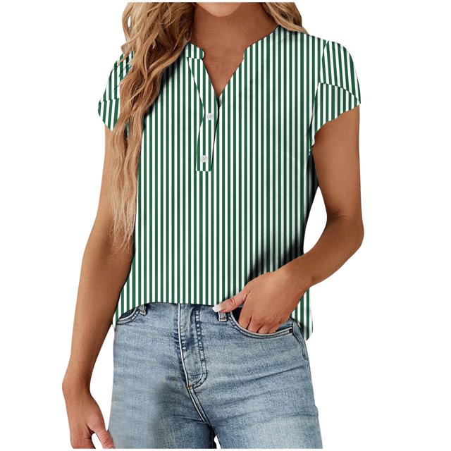 Birdeem Blouses pour Femmes Mode Hauts Décontractés Imprimés Chemises à Boutons Manches Courtes Col en V T-Shirt