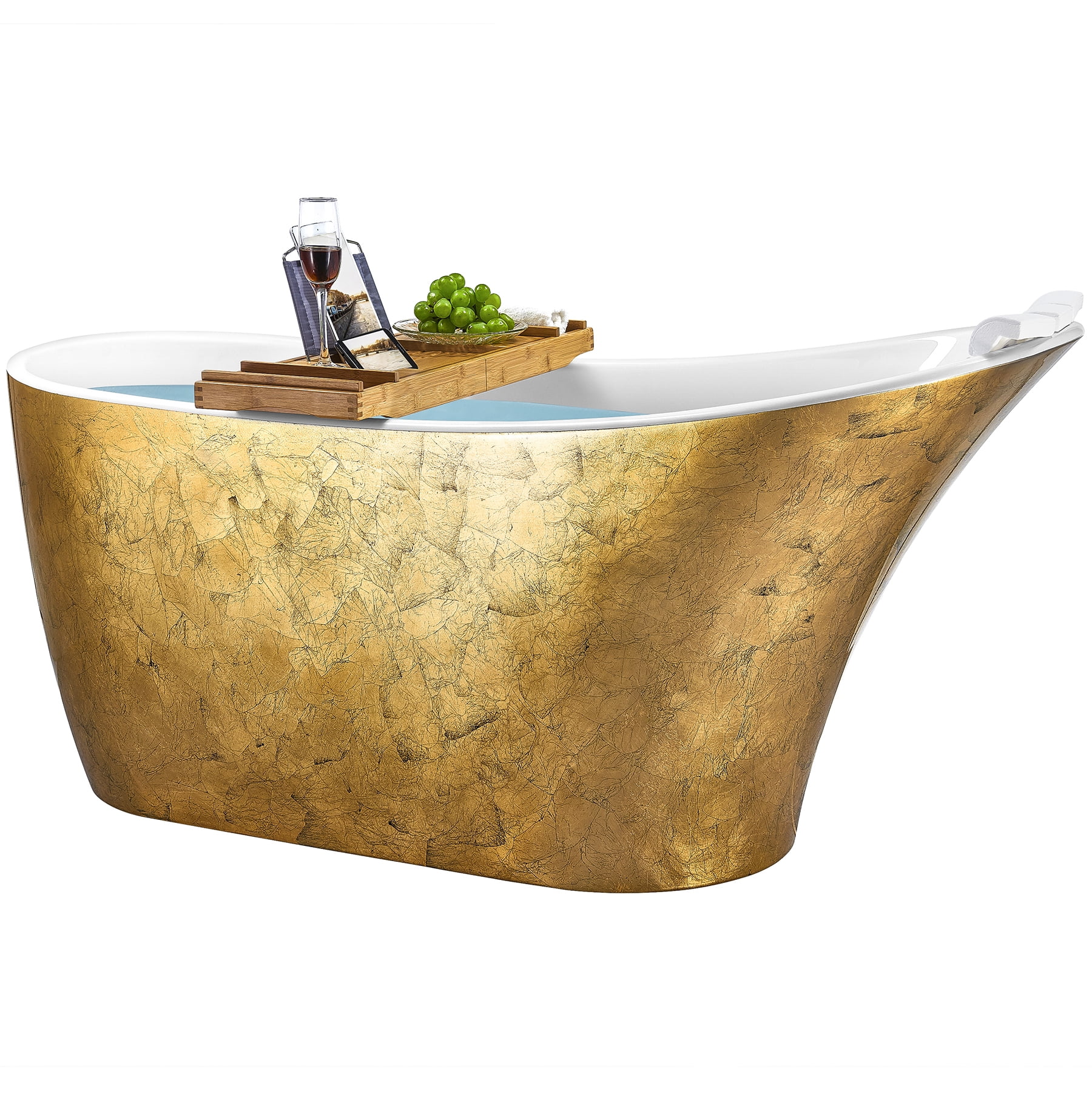 Freestanding Bathtub 64 Inch Glossy Gold Acrylic Bathtub Stand