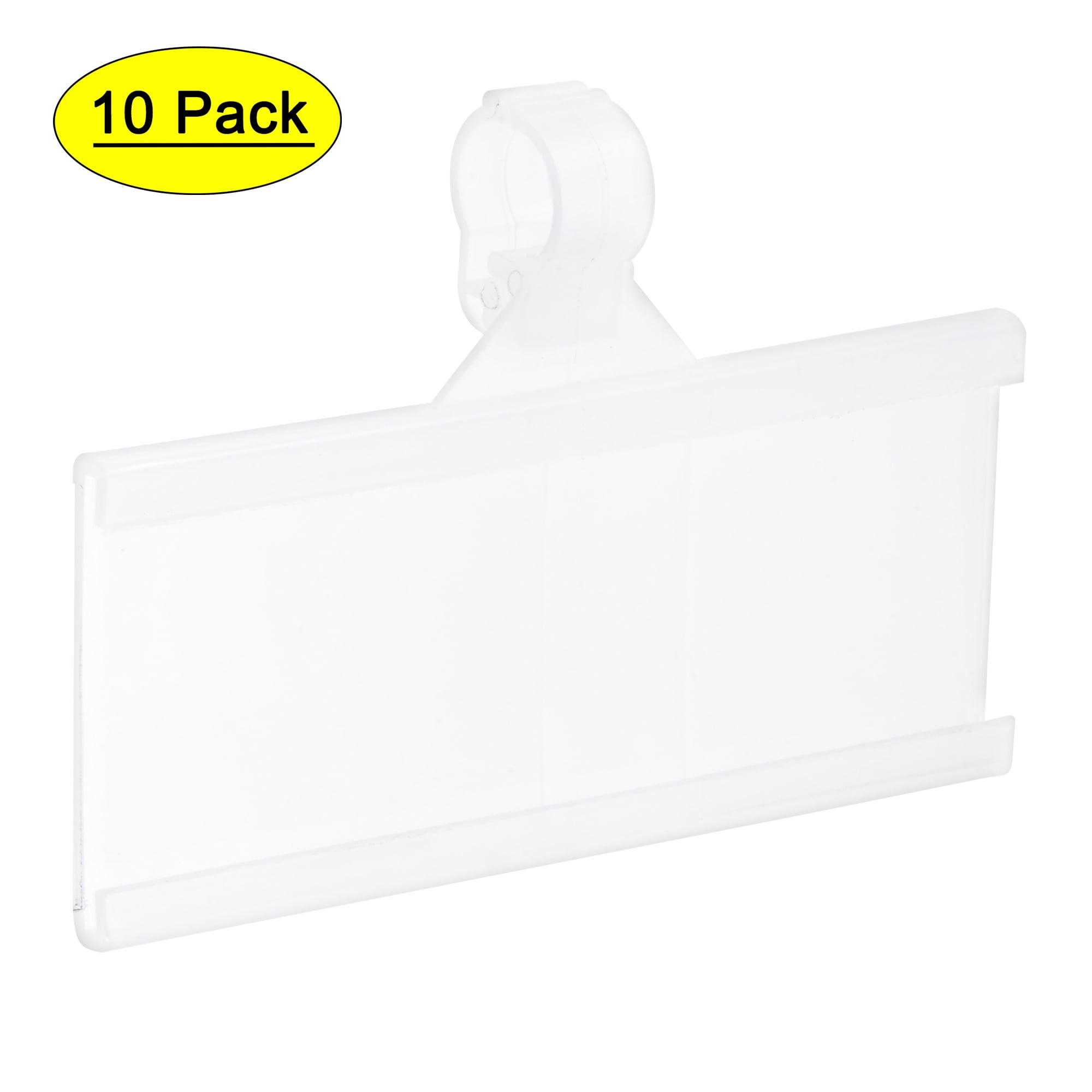 Uxcell 76x35mm Clear Plastic Label Holder with Clip for Wire Shelf, 10