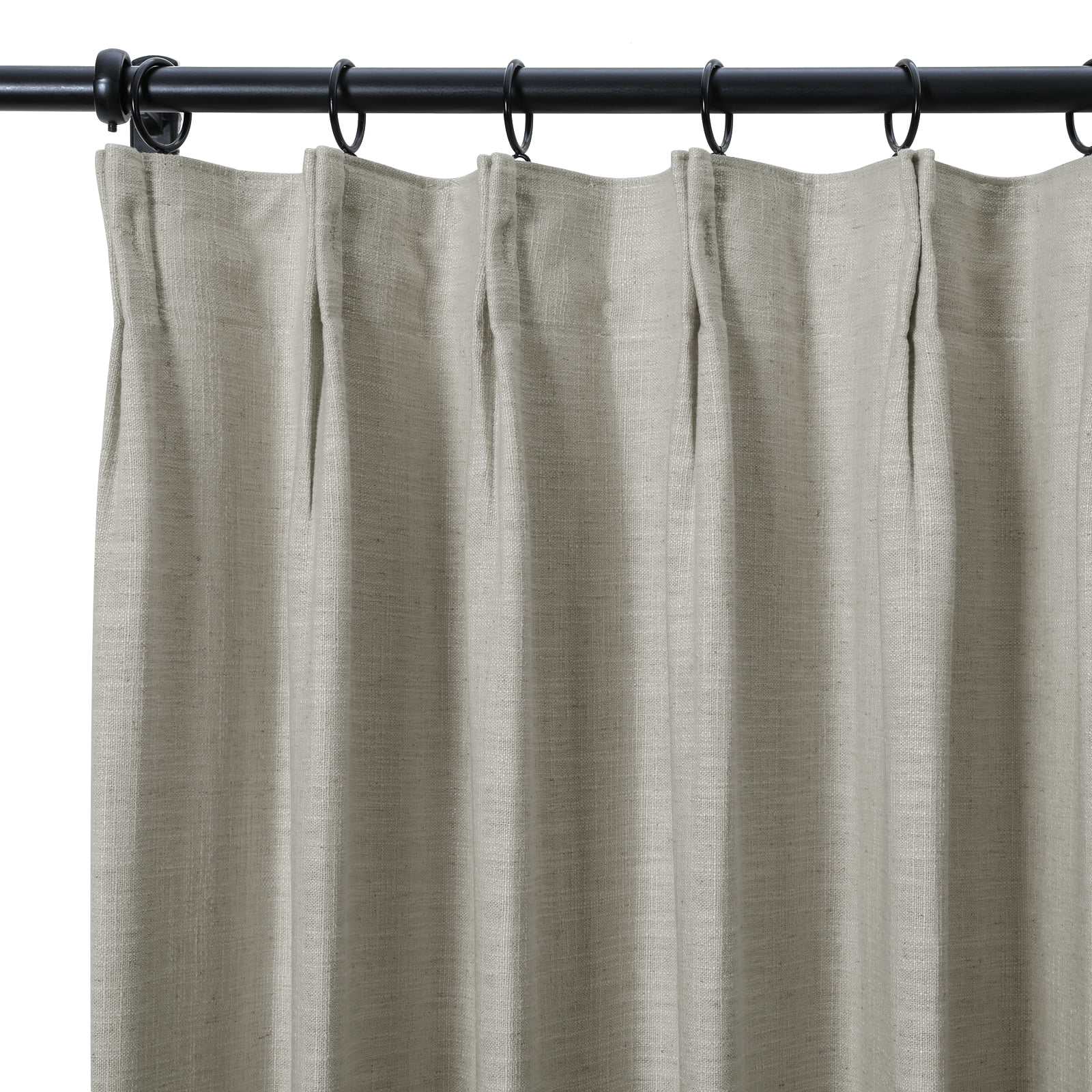 TWOPAGES 52 W X 102 L Inch Curtain Pinch Pleat Hanging Style Drape Light Filtering Linen Blend Textured Drapery for Kitchen, 1 Panel, Grey