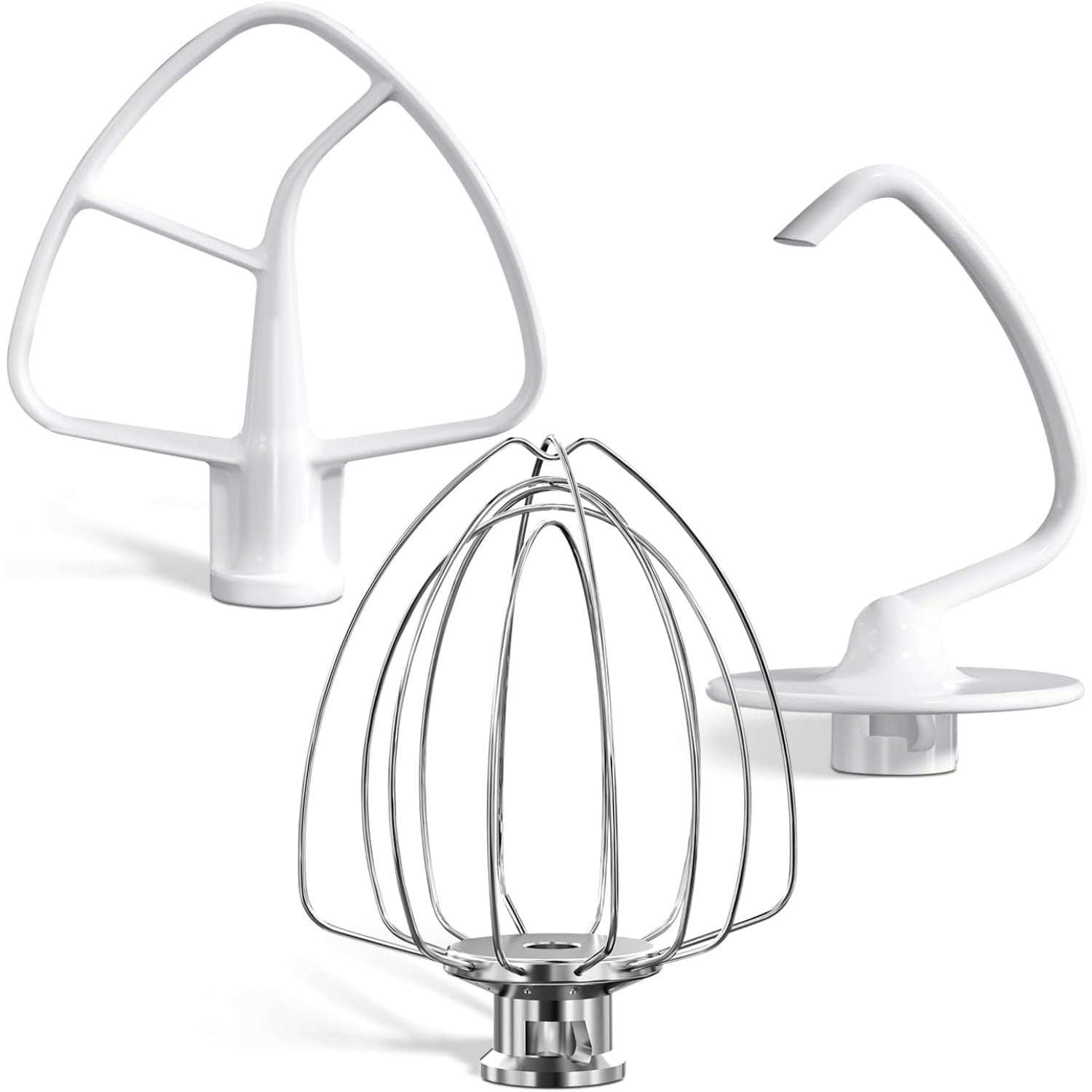 Cfweater Compatible with KitchenAid 4.5-5 Quart Tilt-Head Stand Mixer Accessories, 3-Piece Set including Wire Whip, Dough Hook & Flat Beater