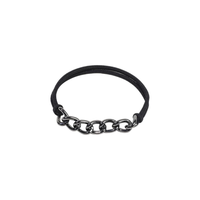 Cadena de cuero, aleación galvanizada, cordón para el pelo, anillo para el pelo, pulsera, cordón para la cabeza, pulsera, diadema elástica negra, pulsera para el pelo de mujer