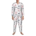 thumbnail image 3 of Picia Cute Magic Bunny Pattern Men’s Long-Sleeve Sleepwear Set - Soft 2-Piece Loungewear with Pockets, Comfy PJs for Relaxing Nights-X-Large, 3 of 7